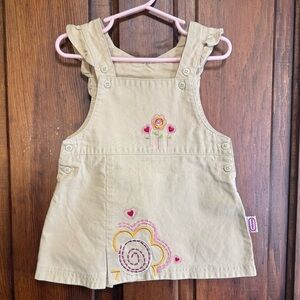 Little Tikes Jumper Khaki Dress Size 18 Months Floral Embroidery